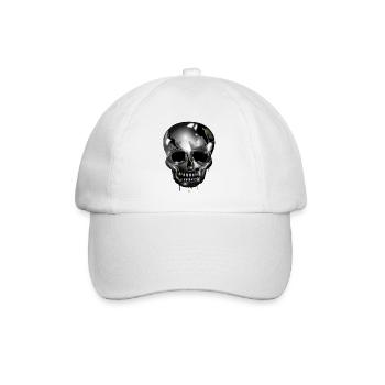 extravaganter Totenkopf koloriert im Chrom Look - Baseballkappe - Weiß/Weiß - Vorne