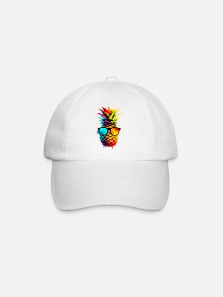 Colorful funky pineapple - Baseball Cap - white/white