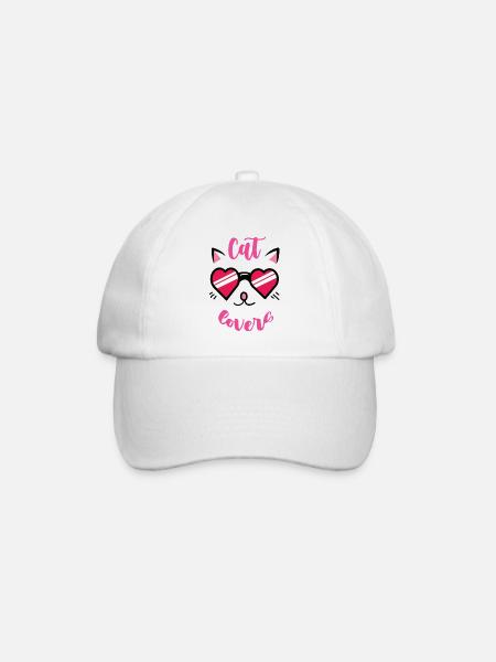 Cat Lover Heart Sunglasses - Baseball Cap - white/white