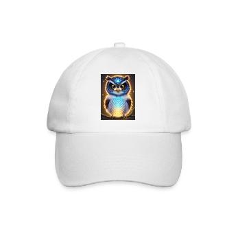 Hibou mignon avec une aura néon légère et de grands yeux - Casquette classique - blanc/blanc - Devant