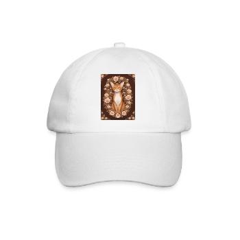 Woodcut of a cat with rosary - Baseball Cap - white/white - Front