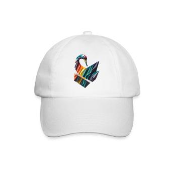 Geometrischer Schwan - Baseballkappe - Weiß/Weiß - Vorne