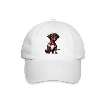 Chiot teckel Teckel avec nœud papillon Dog Dogs - Casquette classique - blanc/blanc - Devant