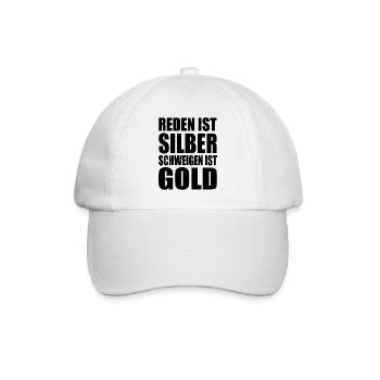 reden ist silber schweigen ist gold - Baseballkappe - Weiß/Weiß - Vorne