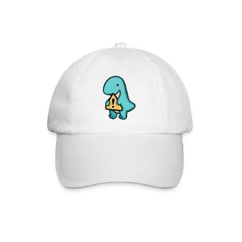 hugadino Dino Warnung, süßer Dinosaurier - Baseballkappe - Weiß/Weiß - Vorne