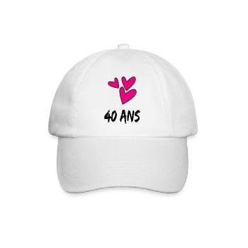 40. 40 ANS. 40e ANNIVERSAIRE. ANNIVERSAIRE 40 ANS. - Casquette classique - blanc/blanc - Devant