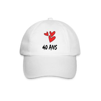 40. 40 ANS. 40e ANNIVERSAIRE. ANNIVERSAIRE 40 ANS. - Casquette classique - blanc/blanc - Devant