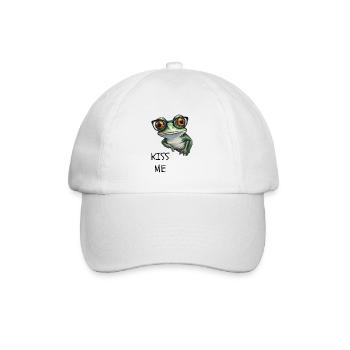 Frosch Kiss me - Baseballkappe - Weiß/Weiß - Vorne