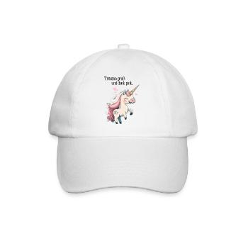 "Träume groß und denk pink" Einhorn-Edition - Baseballkappe - Weiß/Weiß - Vorne