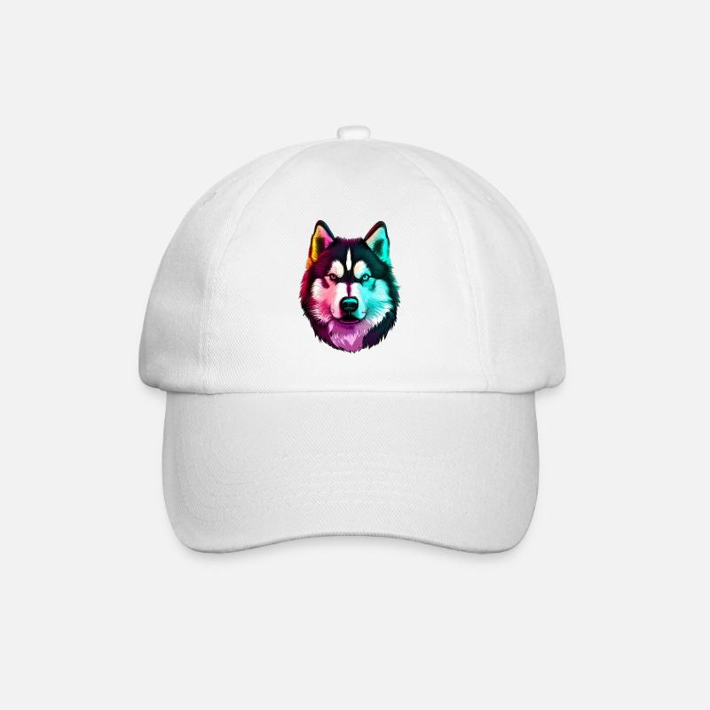 Wolf Husky Hund - Baseballkappe - Weiß/Weiß