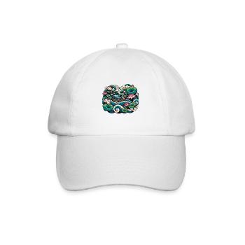Blumiger Fluss, inspiriert von traditioneller chinesischer Kunst - Baseballkappe - Weiß/Weiß - Vorne