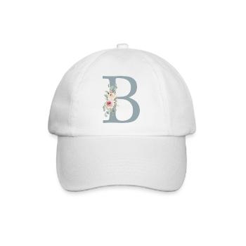 B| Monogramme | Eucalyptus Pastel Fleur Bleu - Casquette classique - blanc/blanc - Devant