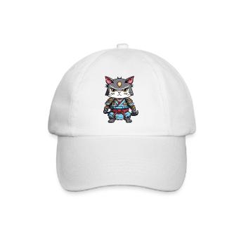 Samurai-Katze #14 - Baseballkappe - Weiß/Weiß - Vorne