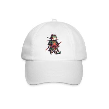Samurai Cat - Baseball Cap - white/white - Front