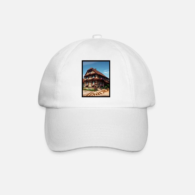 Elsässisches Haus Digitale Malerei - Baseballkappe - Weiß/Weiß