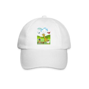 Verspielte Safari-Tierszene - Baseballkappe - Weiß/Weiß - Vorne