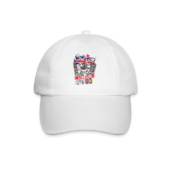London England UK Stadt Skyline Cartoon Gezeichnet - Baseballkappe - Weiß/Weiß - Vorne