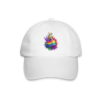Regenbogen Flagge / LGBTQIA+ /Transgender / Gay - Baseballkappe - Weiß/Weiß - Vorne