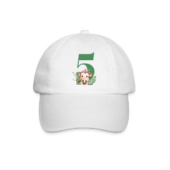 5th Birthday Monkey Safari - Baseball Cap - white/white - Front