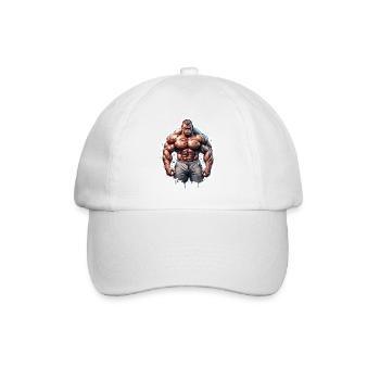 Bodybuilder / Sport / Fitness / Affe / Muskeln - Baseballkappe - Weiß/Weiß - Vorne