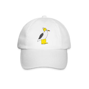 Seagull with rubber boots and hat - Baseball Cap - white/white - Front