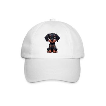 Digital illustration of cute Doberman - Baseball Cap - white/white - Front