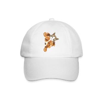 Chien Border Collie et chaton mignon - Casquette classique - blanc/blanc - Devant
