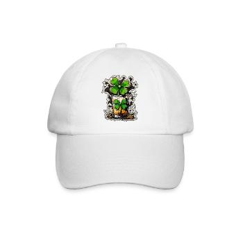 Shamrock / Whiskey / Alcohol / Happiness / Irish Pub - Baseball Cap - white/white - Front