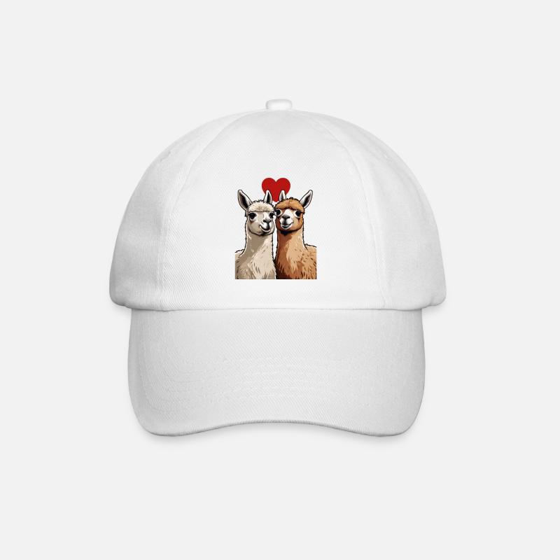 Verliebte Lamas - Baseballkappe - Weiß/Weiß