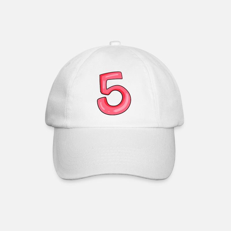 Zahl 5 Nummer - Baseballkappe - Weiß/Weiß