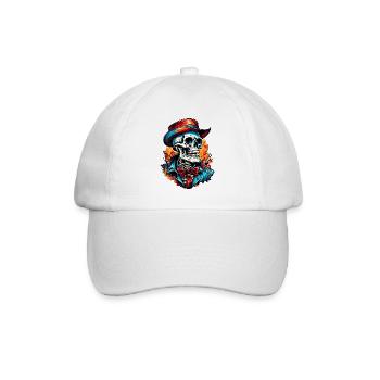 Skull / Totenkopf / Skelett / Gothic / Tattoo - Baseballkappe - Weiß/Weiß - Vorne