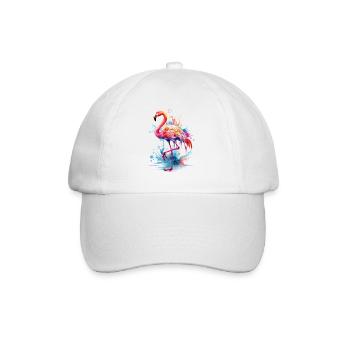 Flamant rose oiseau exotique Summer Splash rose rose - Casquette classique - blanc/blanc - Devant