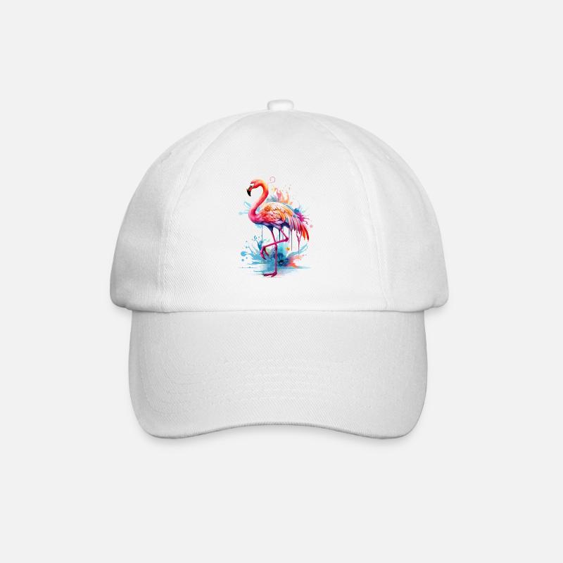 Flamant rose oiseau exotique Summer Splash rose rose - Casquette classique - blanc/blanc
