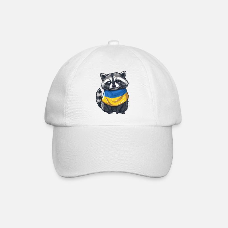 Niedlicher Waschbär mit Ukraine Halstuch - Baseballkappe - Weiß/Weiß