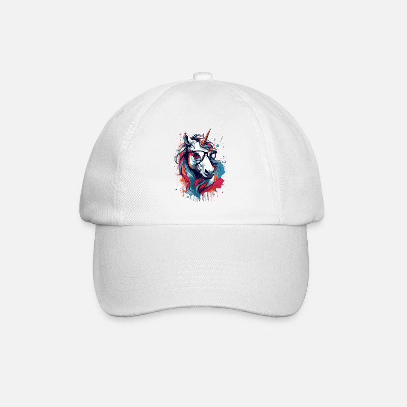 Bunter Einhorn Kunstdruck - Baseballkappe - Weiß/Weiß