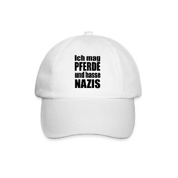 mag Pferde hasse Nazis - Baseballkappe - Weiß/Weiß - Vorne