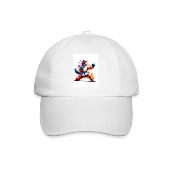 Cat Boxing - Baseball Cap - white/white - Front