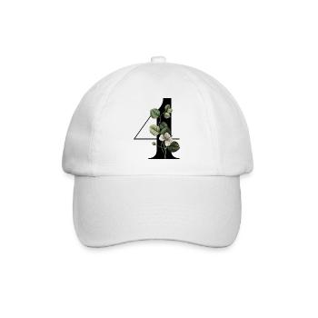 Number 4 Floral Green -4th Birthday Floral - Baseball Cap - white/white - Front