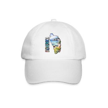 Aquarell Landkarte Dominica - Baseballkappe - Weiß/Weiß - Vorne