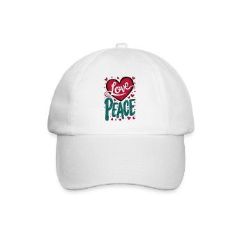 Liebe und Frieden Herz Design - Baseballkappe - Weiß/Weiß - Vorne