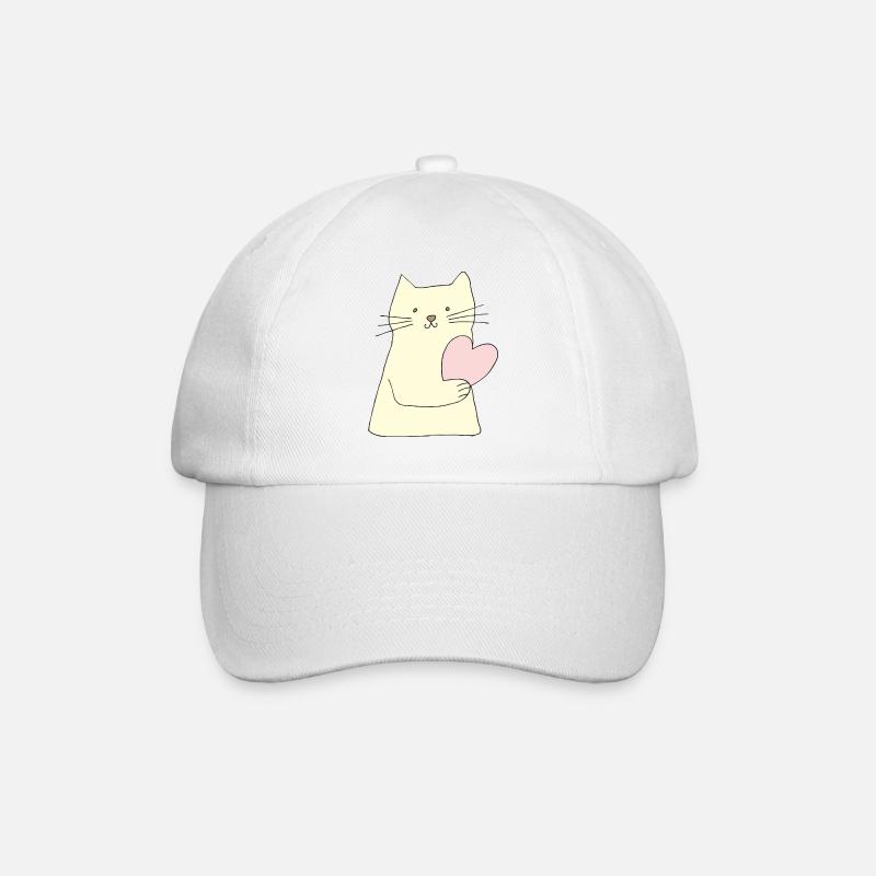 katze mit herz - Baseballkappe - Weiß/Weiß