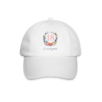 18 & awesome! personalisierbar - Baseballkappe - Weiß/Weiß - Vorne