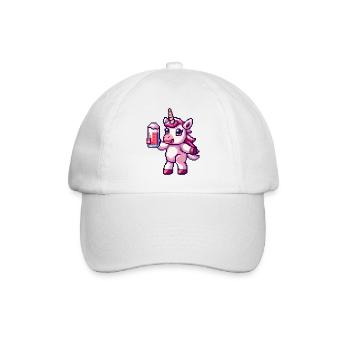 Einhorn Bier Pixel - Baseballkappe - Weiß/Weiß - Vorne