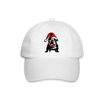 Mignon Frenchie avec chapeau de Père Noël - Casquette classique - blanc/blanc - Devant