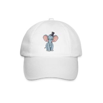Adorable blue comic elephant With hat - Baseball Cap - white/white - Front