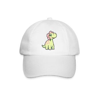 Fröhlicher gelber Dinosaurier mit rosa Tupfen - Baseballkappe - Weiß/Weiß - Vorne