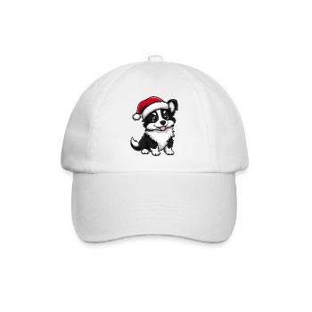 Border Collie Hund Weihnachten Niedlich - Baseballkappe - Weiß/Weiß - Vorne