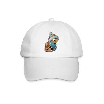 Niedliche Schildkröte mit Schal und Pudelmütze. - Baseballkappe - Weiß/Weiß - Vorne