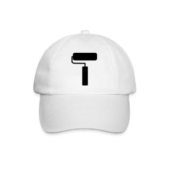 Paint Roller Silhouette – Minimalist Painting Tool - Baseball Cap - white/white - Front
