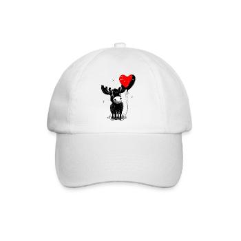 Elch mit Herz Luftballon - Heartful Creatures - Baseballkappe - Weiß/Weiß - Vorne